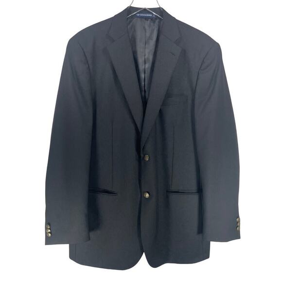Dockers Black Two Button Single Vent Suit Jacket Blazer Sport Coat Size 42 L - Picture 1 of 6